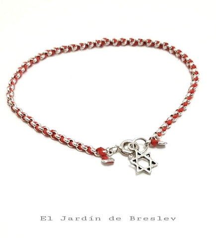 Red string silver bracelet